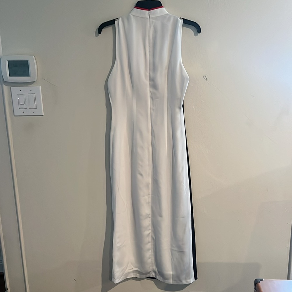 Vintage Black White Red Cheongsam Yin Yang Red Frog Closures Maxi Dress Small - Picture 4 of 4